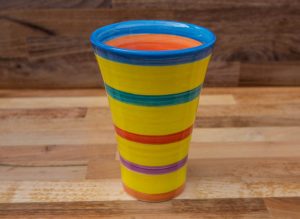 Horizontal Stripey large vase in Yellow