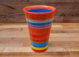 Horizontal Stripey small vase in Red