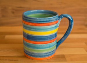 Horizontal Stripey parallel pint mug in Blue