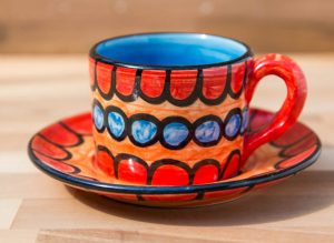 Fruity small cup and saucer in Red