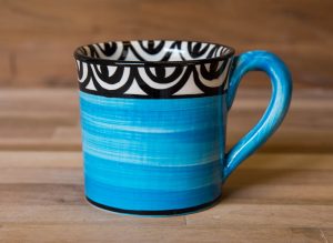 Aztec wide parallel mug in bright blue