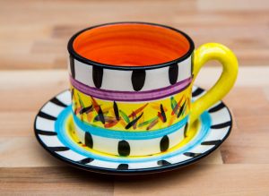 Splash small cup and saucer in Yellow