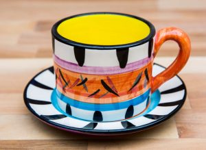 Splash small cup and saucer in Orange