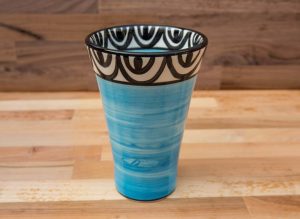 Aztec large vase in bright blue