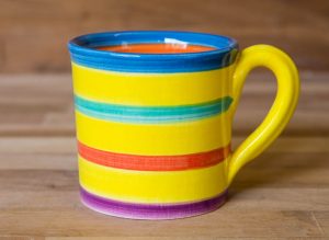 Horizontal stripey wide parallel mug in Yellow