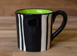 Black and white wide mug in Broad Stripe