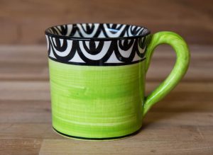Aztec wide parallel mug in lime green