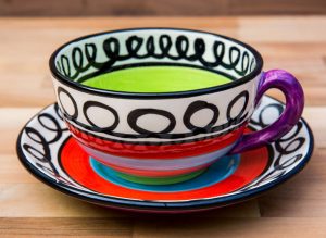 Hi-Life Gaudy cup and saucer in Scribble