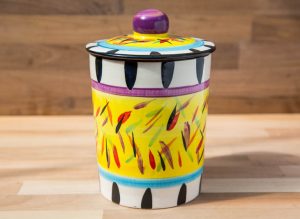 Splash tea caddy in Yellow