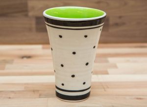 Black and White large vase in Polka Dot