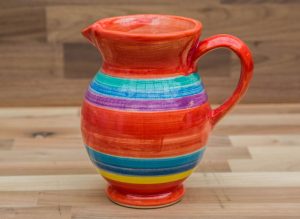 Horizontal Stripey small jug in red
