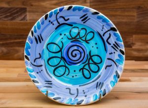 Abstract 8″ side plate in blue