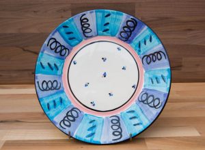 Vertical Stripey 11″ dinner plate in Blue