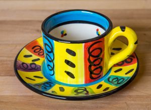 Vertical Stripey small cup and saucer in Multi