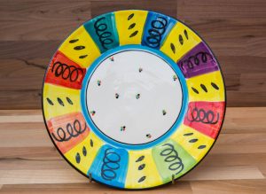 Vertical Stripey 11″ dinner plate in Multi