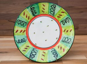 Vertical Stripey 11″ dinner plate in Green
