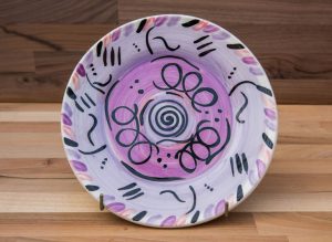 Abstract 11″ dinner plate in purple