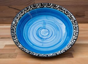 Aztec pasta bowl in bright blue
