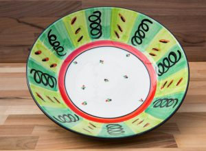 Vertical Stripey salad bowl in Green