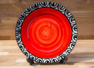 Aztec 11″ dinner plate in red