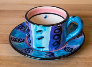 Vertical Stripey small cup and saucer in Blue