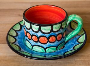 Fruity small cup and saucer in Green