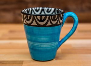 Aztec large tapered mug in bright blue
