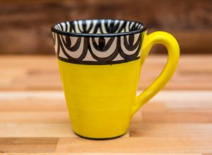 Aztec large tapered mug in yellow
