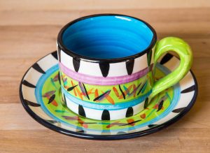 Splash small cup and saucer in Lime Green