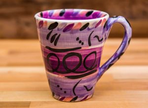 Abstract large tapered mug in purple