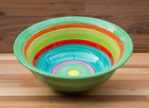 horizontal stripey cereal bowl in green