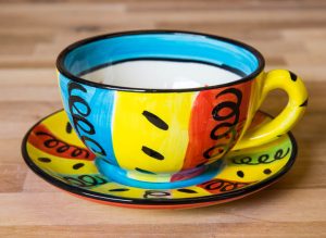 Vertical Stripey cup and saucer in Multi