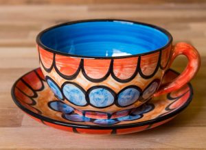 Fruity cup and saucer in Red