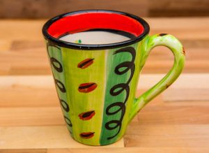 Vertical Stripey large tapered mug in Green