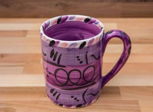 Abstract parallel pint mug in purple
