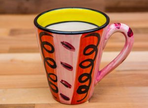 Vertical Stripey large tapered mug in Red