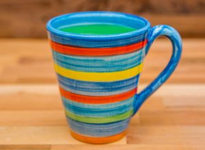 horizontal stripey large tapered mug in blue