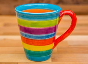 horizontal stripey large tapered mug in candy