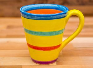horizontal stripey large tapered mug in yellow