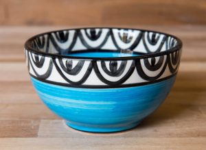 Aztec sugar bowl in bright blue
