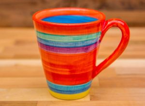 horizontal stripey large tapered mug in red