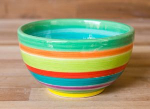 Horizontal Stripey sugar bowl in Green