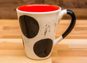 Black and White large tapered mug in spot