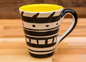 Black and White large tapered mug in banded