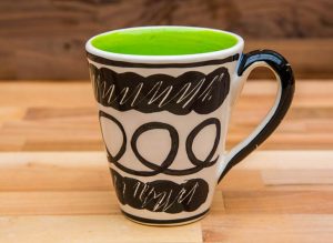Black and White large tapered mug in scribble