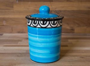 Aztec storage jar in bright blue