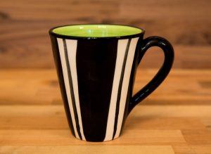 Black and White large tapered mug in broad stripe