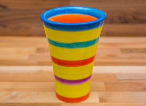 Horizontal Stripey small vase in Yellow