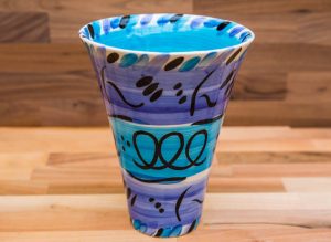 Abstract large vase in blue