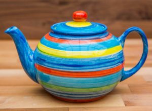 Horizontal Stripey medium teapot in Blue